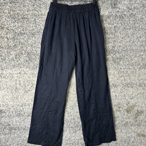 YFB Pants Womens Small Navy Tencel Wide Leg Elastic Casual Lightweight - Picture 5 of 8